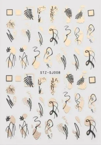 Nagelsticker - Aufkleber selbstklebend - Nail Sticker - Schwarz Gold Herbst 